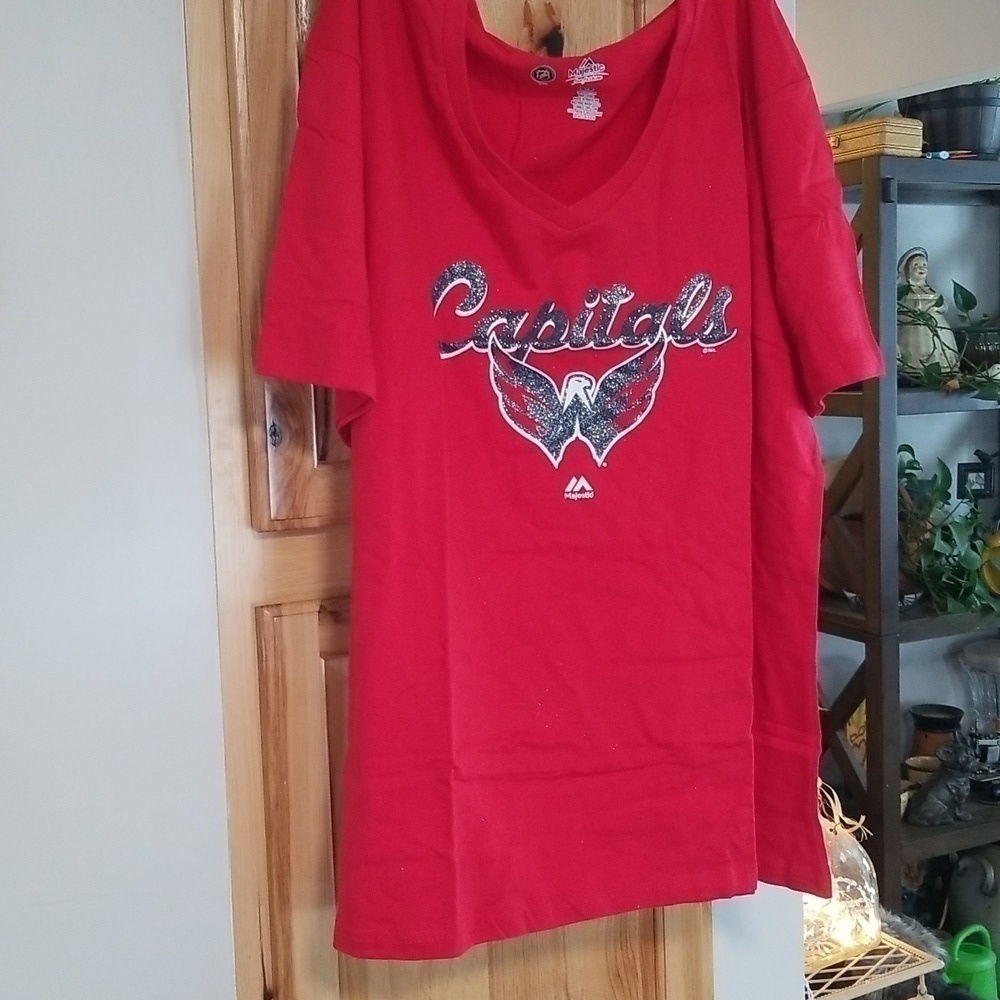 Womens 1X Washington Capitals Hockey NHL Top Red with Logo